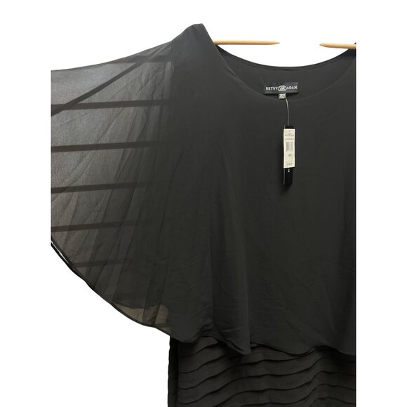 Betsy & Adam Chiffon Capelet Ribbon Sheath Dress - Picture 6 of 8